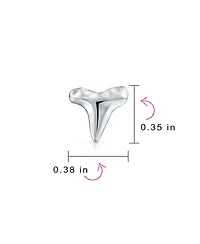 Bling Jewelry Small Tiny Ocean Nautical Animal Hawaiian Shark Tooth Stud Earrings Texture Sterling Silver Vacation Jewelry