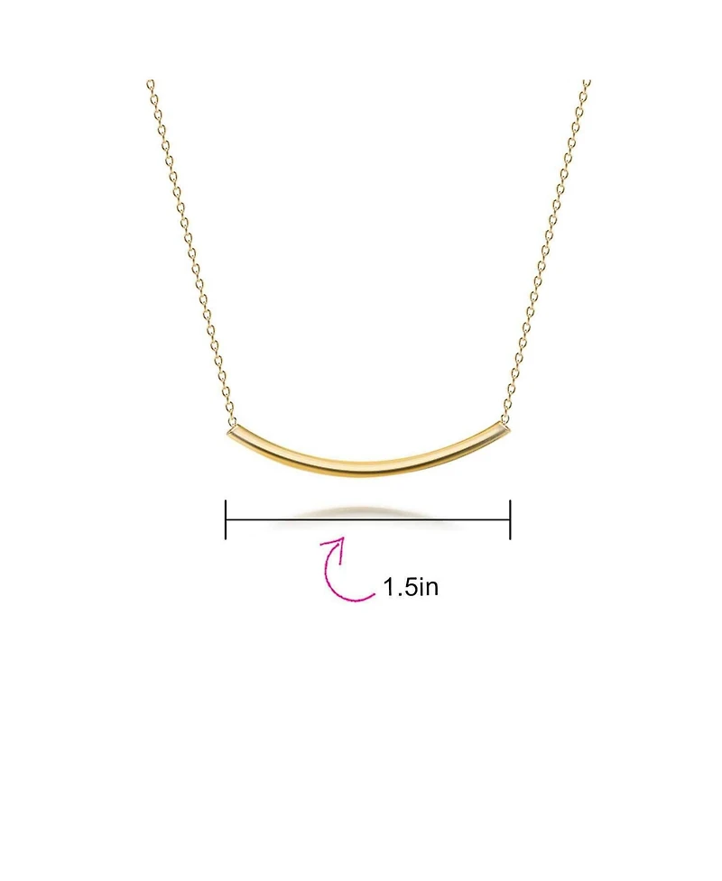 Bling Jewelry Minimalist Delicate Thin Sideways Horizontal Round Tube Curved Bar Slide Pendant Necklace Sterling Silver