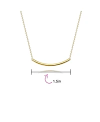 Bling Jewelry Minimalist Delicate Thin Sideways Horizontal Round Tube Curved Bar Slide Pendant Necklace Sterling Silver