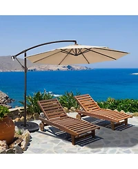 Gymax 10 ft Patio Cantilever Offset Umbrella Yard Garden Outdoor w/ 8 Ribs Beige