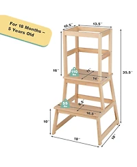Costway Toddler Kitchen Step Stool Standing Tower with Safety Rails