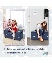 Kids Upholstered Storage Ottoman Bench Versatile Toy Chest Footrest Stool
