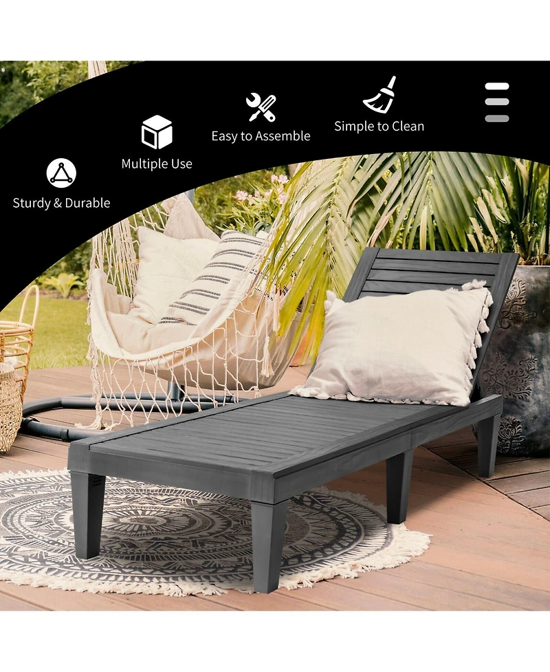 Slickblue Outdoor Recliner Chair with 5-Position Adjustable Backrest