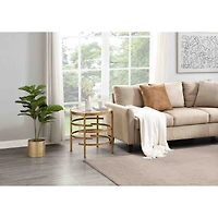 Simplie Fun Modern Side Table, Pandora Stone End Table, Golden Coffee Table 20.67"W X 20.67"D X 21.65'H