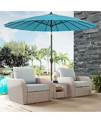 9 Ft Patio Round Market Umbrella with Push Button Tilt, Crank Handle