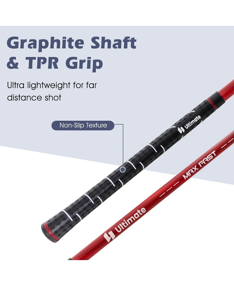 Costway Men's Complete Golf Club Set Package incl 460CC with Rain Hood