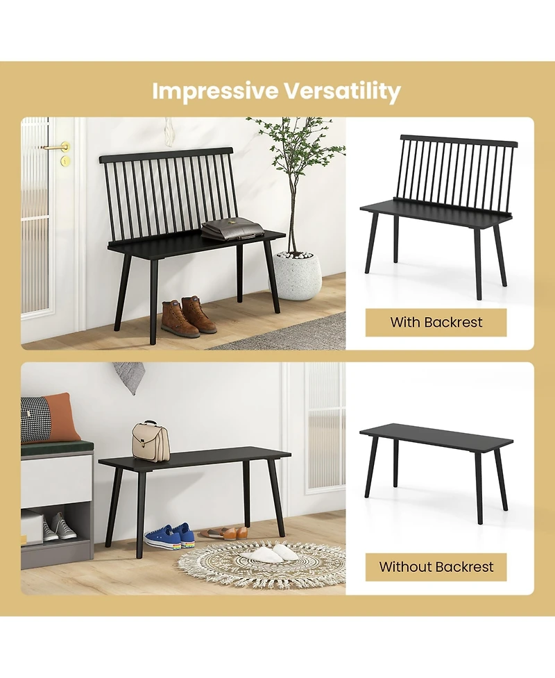 Entryway Bench for 2 Windsor Rubber Wood Dining Bench with Spindle Back