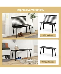 Entryway Bench for 2 Windsor Rubber Wood Dining Bench with Spindle Back