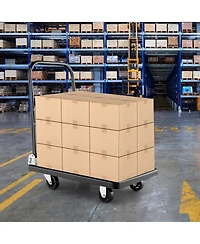 Folding Push Cart Dolly Platform Hand Truck with 360° Swivel Wheels 440LBS Capacity