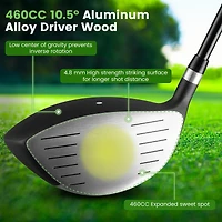 9 Pcs Men's Complete Golf Club Set Right Handed with 460cc Alloy Driver Irons