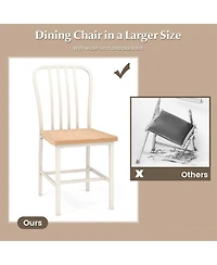 Dining Chairs Set of 2 High Back Navy Chairs Metal Frame Footrests Kitchen