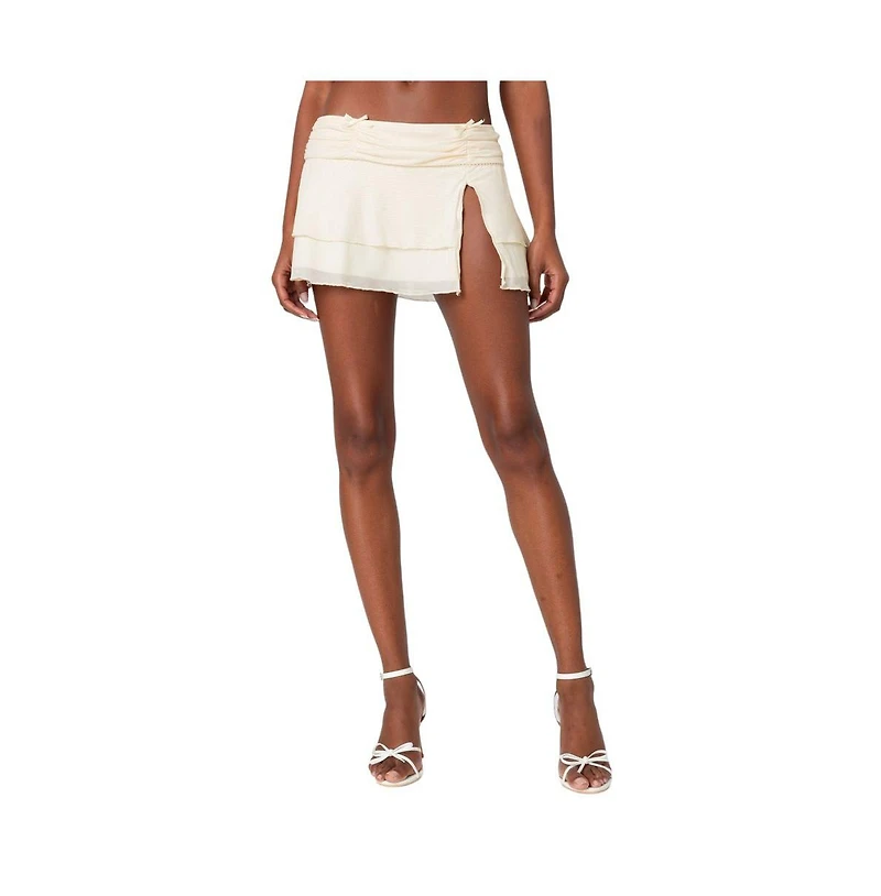 Edikted Women's Jojo Slitted Mesh Mini Skirt
