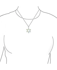 Bling Jewelry Hanukkah Magen Judaic White Synthetic Opal Inlay Star Of David Pendant Necklace Bat Mitzvah Sterling Silver