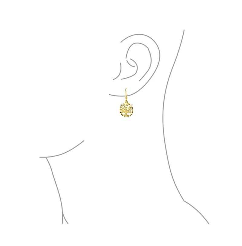 Bling Jewelry Oval Disc Tree of Life Dangle Earrings 14K Rose Gold Plated Sterling Silver