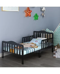 Kids Toddler Wood Bed Bedroom Furniture w/ Guardrails