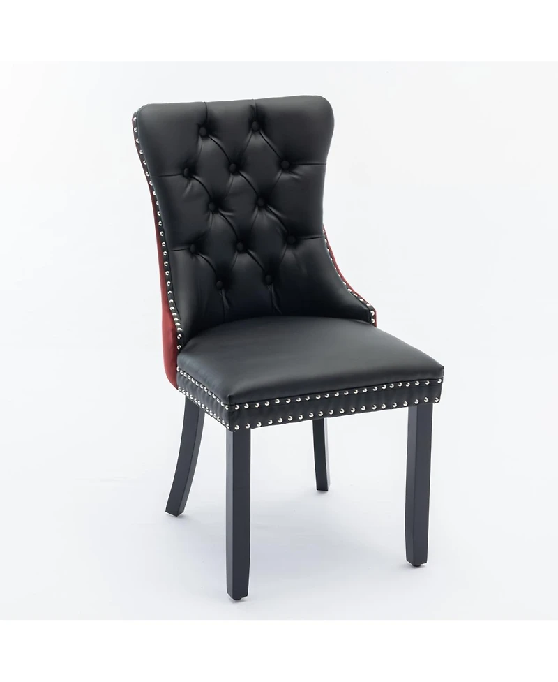 Streamdale Furniture Nikki Collection Contemporary Dining Chairs, 2-Piece Set, Black/Winered