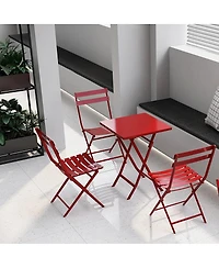 Streamdale 3 Piece Patio Bistro Set Of Foldable Square Table And Chairs