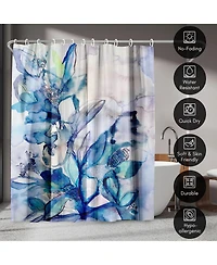 71x74 Floral Shower Curtain - Aqua Floral by Hope Bainbridge