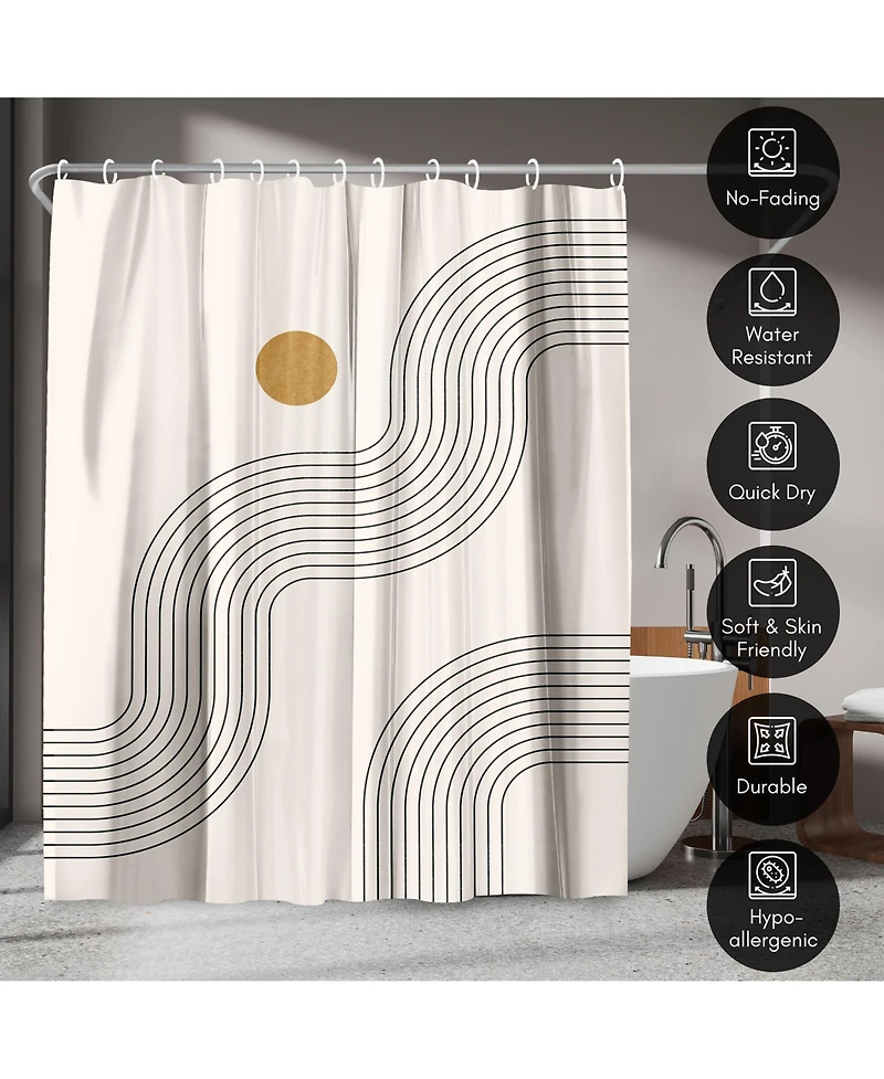 71x74 Geometric Shower Curtain - Boho Geometric Lines by Tetyana Karankovska