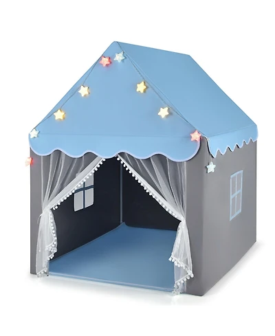 Kids Playhouse Tent Large Castle Fairy Gift w/Star Lights Mat