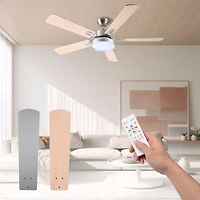 DELight 52" Ceiling Fan with Light Remote 6 Speed Led Chandelier Lamp Reversible Bedroom