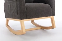 Streamdale Furniture Teddy Fabric Rocking Chair With Packet Wood Legs, Dark Gray
