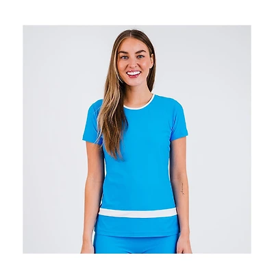 Calypsa Plus Size Short Sleeve Color Block Rash Guard