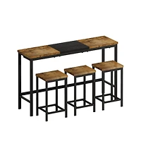 Simplie Fun Modern Dining Table Set with Hanging Stool Design