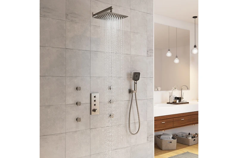 Casainc 12 Inch Wall Mounted Square Handheld Shower Set