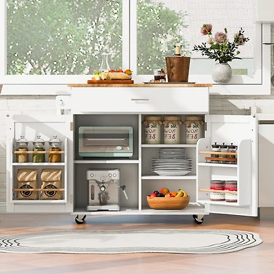 Streamdale Rolling Kitchen Island with Storage and Adjustable Shelf