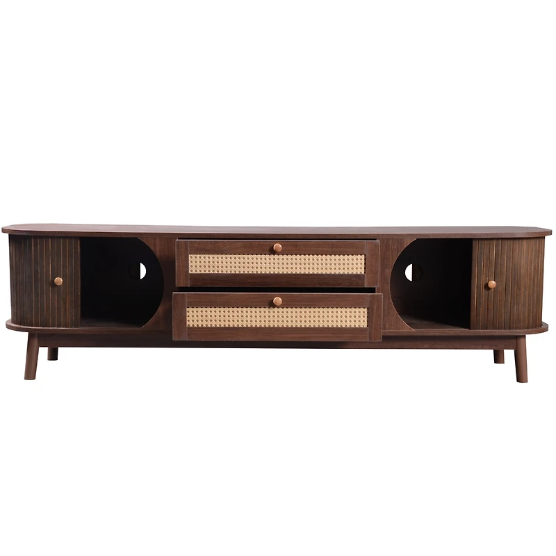 Streamdale 75" Rattan Tv Stand, Modern Farmhouse Console