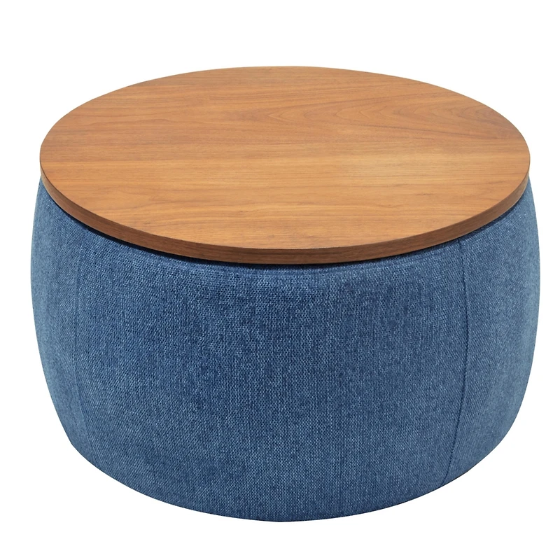 Streamdale Round Storage Ottoman, 2 In 1 Function, Work As End Table And Ottoman