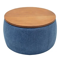 Streamdale Round Storage Ottoman, 2 In 1 Function, Work As End Table And Ottoman