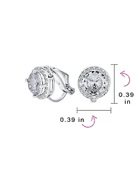 Bling Jewelry Classic 2CT Round Cz Cubic Zirconia Solitaire Halo Clip On Stud Earrings Non Pierced 7MM
