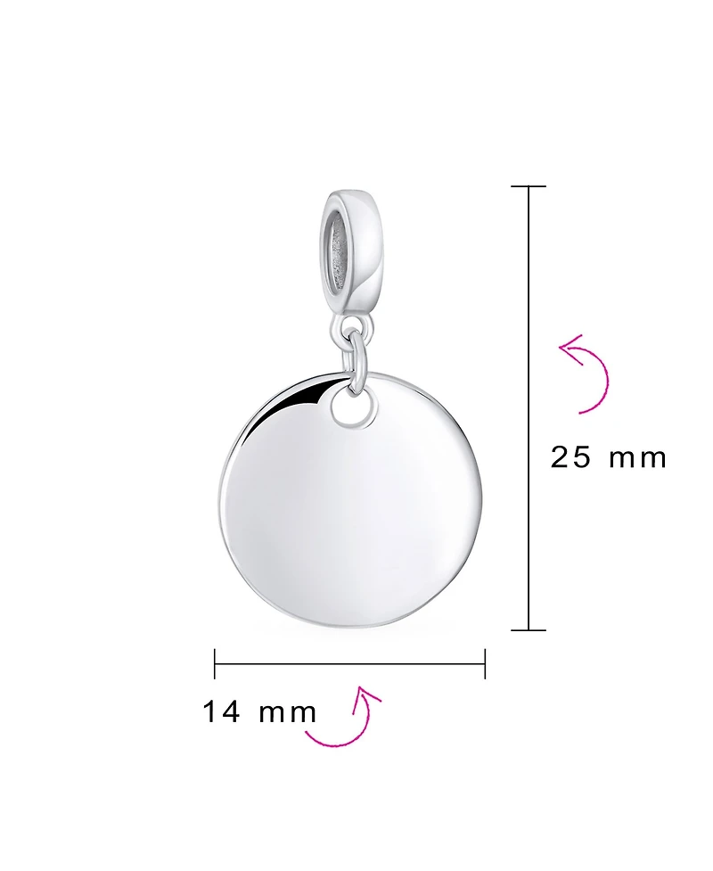 Bling Jewelry Initial Monogram Round Circle Disc Shape Dangle Bead Charm Sterling Silver European Bracelet