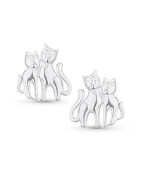 Bling Jewelry Best Friend Animal Lover Bff Pets Two Kitten Kitty Cat Stud Earrings Sterling Silver