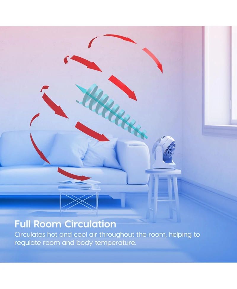 Iris Usa Woozoo Fan, Small Oscillating Desk Fan, Table Air Circulator, 3 Speeds, 52ft Max Air Distance, 12 Inches, 112° Adjustable Tilt