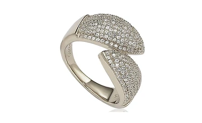Suzy Levian New York Suzy Levian Sterling Silver Cubic Zirconia Pave Bypass Ring