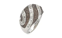 Suzy Levian New York Sterling Silver Cubic Zirconia Pave and Channel-set Swirl Ring
