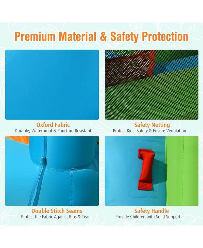 Inflatable Water Slide with Bounce House and Splash Pool without Blower for Kids