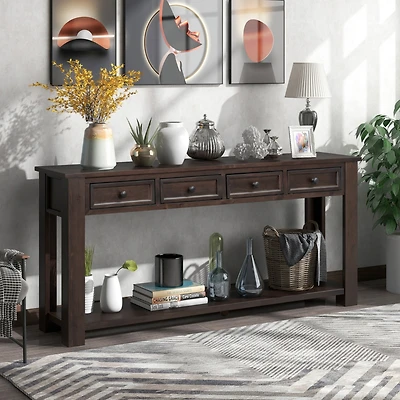 Simplie Fun Console Table/Sofa Table With Storage Drawers And Bottom Shelf For Entryway Hallway