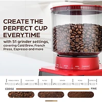 Conical Espresso Burr Touchscreen Coffee Grinder Includes Metal Scooper & 2 Cleaning Brushes