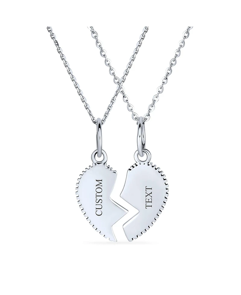 Bling Jewelry 2 Pcs Best Friend Aunt Niece Heart Puzzle Pendant Necklace in Sterling Silver