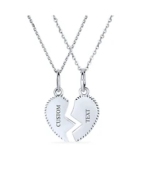 Bling Jewelry 2 Pcs Best Friend Aunt Niece Heart Puzzle Pendant Necklace in Sterling Silver