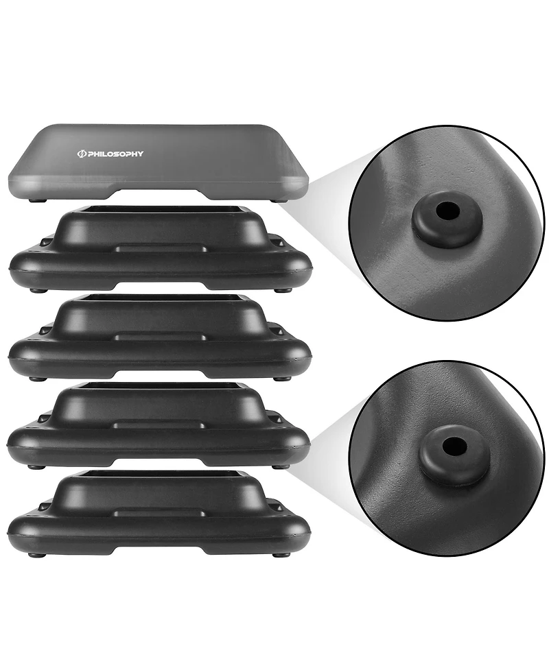 Philosophy Gym Aerobic Exercise Adjustable High Step Platform, with 4 Risers Included - Gray