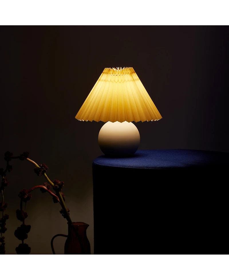Brightech Serena Ceramic Led Table Lamp with Pleated Drum Shade