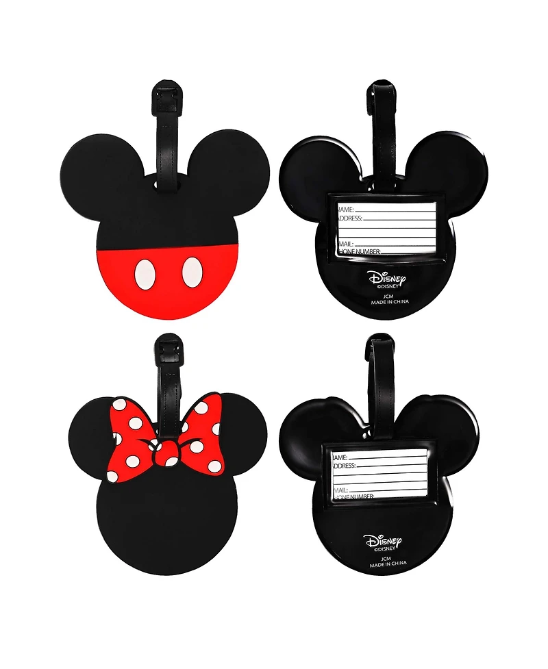 Disney Mickey Mouse and Minnie Mouse Luggage Tags Gifts Mickey and Minnie Pvc Travel Tags Gifts - Set of 4