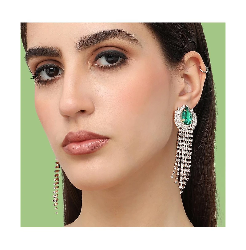 Sohi Women's Teardrop Bling Drop Earrings