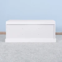 Wooden Entryway Shoe Cabinet With 2 Drawers And 2 Doors Living Room Storage Bench With White Cushion