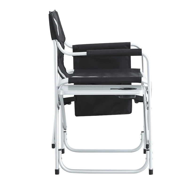 Streamdale Folding Outdoor Chair with Table & Pockets, Black/Grey